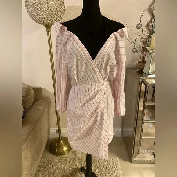 Maje Asymmetrical Off-Shoulder Bishop Sleeve Dress size 36 - Picture 6 of 9